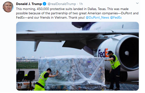 特朗普總統感謝越南協助美國應對疫情