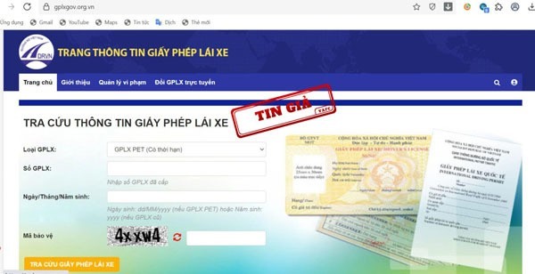 Web giả mạo trang thông tin điện tử giấy phép lái xe: Kiến nghị điều tra, khởi tố vụ án